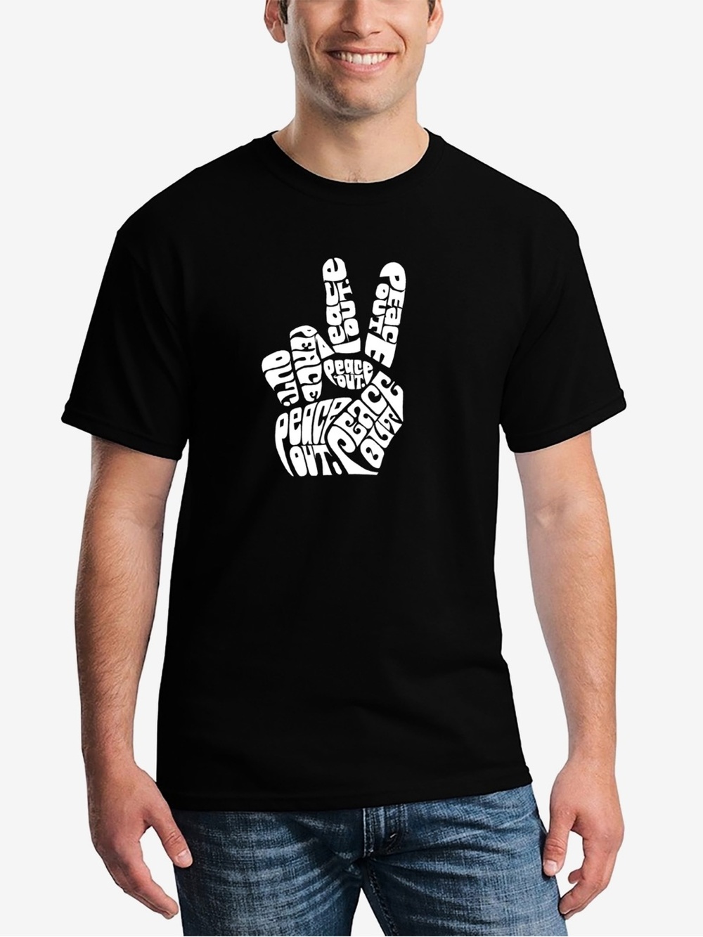 Men's Word Art Peace Out T-shirt - Black